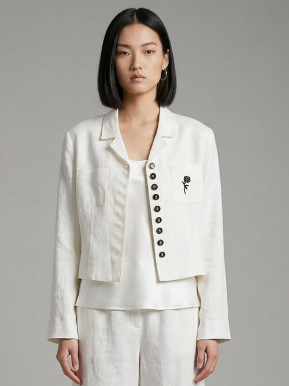 Vintage Women's 100% Ivory Linen Jacket Size M